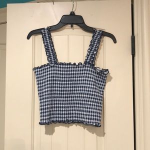 Arizona Jean Company Blue Smocked Crop Top Size M